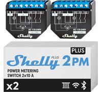 Shelly plus 2PM - 2 Pezzi, Relè Interrutore Con Misurazione Di Consumo, 2 Canali