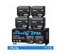 Shelly 2PM Gen4 - Interruttore Relè Intelligente Wi-Fi, 2 Canali, 16A, Monitora il Consumo di Energia, Tapparelle, Nessun Hub Richiesto, Certificato Matter, Alexa, Google, HomeKit, Zigbee (4 Pezzi)