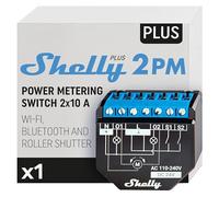 Shelly Plus 2PM interruttore Relè Wi-Fi a 2 canali, consente controllo di luci e interruttori o apertura e chiusura di tapparelle e misurazione della potenza rilevata, nero