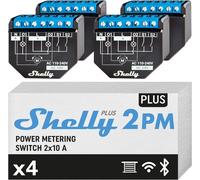 Shelly Plus 2PM, Relé WiFi & Bluetooth 2 canali, Ideale per Tende/Persiane 4 PZ