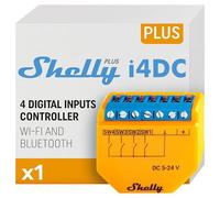 Shelly Plus i4 DC, Controller Wi-Fi a 4 Ingressi Digitali per Interruttori Intelligenti Shelly, 5-24VDC, Illuminazione, Multiclick, Domotica, Alexa & Google, iOS Android, Nessun Hub Richiesto