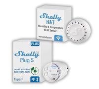 Shelly Plus Plug S + Shelly H&T Presa intelligente compatibile con Alexa e Google Home, programmabile con controllo vocale, Bluetooth; dispositivo Wi-Fi per l'automazione dei dispositivi
