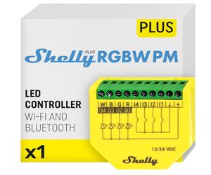 Shelly Plus RGBW PM, Modulo di Controllo RGBW per Strisce LED Wi-Fi e Bluetooth