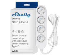 Shelly Power Strip 4 Gen4 Bianco - Ciabatta Smart Matter & Wi-Fi, 4 Prese Intelligenti, Misurazione Potenza, 16A Totali 3500W, Timer, Riscaldamento, Zigbee, Google, Alexa, Apple, Nessun Hub Richiesto