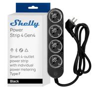 Shelly Power Strip 4 Gen4 Nero - Ciabatta Smart Matter & Wi-Fi, 4 Prese Intelligenti, Misurazione Potenza, 16A Totali 3500W, Timer, Riscaldamento, Zigbee, Google, Alexa, Apple, Nessun Hub Richiesto