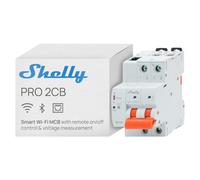 Shelly Pro 2CB C63A - Interruttore Automatico Smart 2-Polo Miniaturizzato MCB con Wi-Fi Bluetooth ed Ethernet, Protezione Sovratensione Sottotensione, 63A Curva C 6kA, Guida DIN, Alexa Google Home