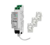 Shelly Pro 3EM 120A Misuratore consumo elettrico Smart 3 canali su guida DIN + 3 Pinze amperometriche 120A monitoraggio trifase LAN WiFi Bluetooth