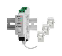 Shelly Pro 3EM 120A V2 - Contatore Trifase su Guida DIN 100-260 V, Matter, Wi-Fi, LAN e Bluetooth, Nessun hub richiesto, 3 CTA x120A, Misura Fotovoltaica Bidirezionale, Storico 60 Giorni