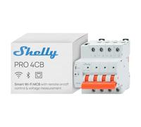 Shelly Pro 4CB C16A - Interruttore Automatico Smart 4-Polo Miniaturizzato MCB con Wi-Fi Bluetooth ed Ethernet, Protezione Sovratensione Sottotensione, 16A Curva C 6kA, Guida DIN, Alexa Google Home