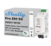 Shelly Pro EM - 50A - Misuratore di energia Wi-Fi con controllo del contattore per barra din incluse 2 pinze amperometriche 50