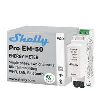 Shelly Pro EM - 50A - Misuratore di energia Wi-Fi con controllo del contattore per barra din incluse 2 pinze amperometriche 50