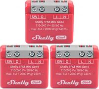 SHELLY Relè 1PM Mini Gen4, 8A, WLAN, Bluetooth, rosso, 3 pezzi