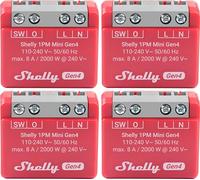 SHELLY Relè 1PM Mini Gen4, 8A, WLAN, Bluetooth, rosso, 4 pezzi