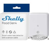 Shelly Flood Gen4 - Sensore di acqua intelligente opaco con cavo sensore di perdita, IP44, rilevamento di inondazione e pioggia, livelli di allarme personalizzabili, rilevamento perdite, timer, Alexa