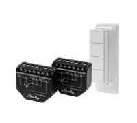 Shelly Shutter x2 & BLU RC Button 4 (Bundle) - Wi-Fi Interruttore a Relè Intelligente, 2 Canali, 4A, Monitora il Consumo di Energia, Tende & Tapparelle, Nessun Hub Richiesto, Alexa e Google Home