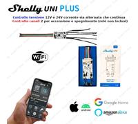 SHELLY UNI PLUS 2 DC canali WIFI luci camper SMART DOMOTICA ALEXA GOOGLE
