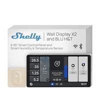 Shelly Wall Display X2 Argento + Blu H&T Avorio (Bundle), Pannello di Controllo Smart Wi-Fi per Casa, Termostato, Relè Integrato da 5A, Necessario Conduttore Neutro, Dati Ambientali, Alexa Google Home