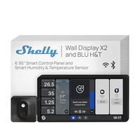 Shelly Wall Display X2 Nero + Blu H&T Nero (Bundle), Pannello di Controllo Smart Wi-Fi per Casa, Termostato, Relè Integrato da 5A, Necessario Conduttore Neutro, Dati Ambientali, Alexa e Google Home