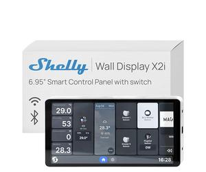 Shelly Wall Display X2i Argento - 6.9" Pannello di Controllo Smart Wi-Fi, Relè Integrato 5A, Richiede Neutro, Sensore LUX e sensore G, Altoparlanti Stereo, Alexa e Google, Home Assistant