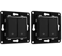 Shelly Wall Switch 2, Interruttore da Parete a 2 Pulsanti per Relè Intelligenti, Domotica, per Tapparelle o Luci, Nero (Confezione da 2)