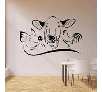 SHELOG Mucca Maiale Gallo Adesivo da parete Animale da fattoria Cucina Sala da pranzo Sala da pranzo Decor Vinile Finestra Adesivo Murale Art