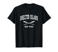 Shelter Island New York Vintage Nautico Paddles Sport Remi Maglietta