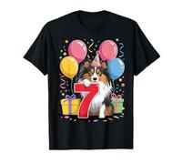 Sheltie 7° compleanno bambini 7 anni sette Shetland Sheepdog Maglietta