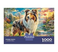 Sheltie in un paesaggio panoramico 1000 Tessere Cane Cartone Resistente Puzzle Per Adulti E Ragazzi, Sfida Stimolante, Regalo Natale Compleanno Premium 70x50cm/1000pcs