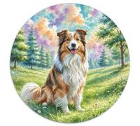 Sheltie Rundes 1000 Puzzle Animals Rundes Puzzle Familienpuzzle Stressabbau-Spielzeug Für Erwachsene Kinder Bunte Kunst 1000pcs (67.5x67.5cm)