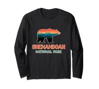 Shenandoah Montagna Paesaggio all'Interno Un Orso Silhouette Retro Maglia a Manica