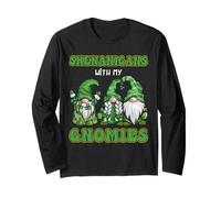 Shenanigans with My Gnomies St. Patricks Day Shamrock Gnomi Maglia a Manica