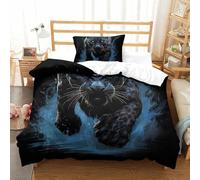 shenfuyu 3D Con Stampa Di Black Panther Biancheria Da Letto 3 Pezzi Copripiumino E Federa Coordinata Per Ragazzi E Ragazze,coppie,camera Da Letto,decorazione Single(135x200 cm)