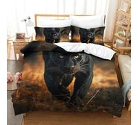shenfuyu 3D Con Stampa Di Black Panther Set Di Biancheria Da Letto Con 3 Pezzi Copripiumino Con Chiusura A Cerniera Per Ragazzi E Ragazze,coppie,camera Da Letto,decorazione Double(200x200 cm)