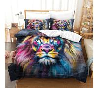 shenfuyu 3D Con Stampa Di Lion Set Di Biancheria Da Letto 3 Pezzi Set Copripiumino Con Chiusura A Cerniera Per Ragazzi E Ragazze,coppie,camera Da Letto,decorazione Double(200x200 cm)