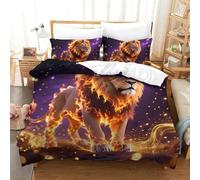 shenfuyu 3D Con Stampa Di Lion Set Di Biancheria Da Letto Con 3 Pezzi Copripiumino Con Chiusura A Cerniera Per Ragazzi E Ragazze,coppie,camera Da Letto,decorazione Double(200x200 cm)