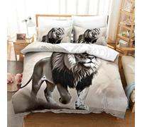 shenfuyu 3D Con Stampa Di Lion Set Di Biancheria Da Letto Con 3 Pezzi Set Copripiumino Con Cerniera E Federe Per Ragazzi E Ragazze,coppie,camera Da Letto,decorazione Double(200x200 cm)