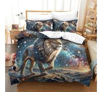 shenfuyu 3D Con Stampa Di Lion Set Di Biancheria Da Letto Con 3 Pezzi Set Copripiumino Con Cerniera E Federe Per Ragazzi E Ragazze,coppie,camera Da Letto,decorazione Double(200x200 cm)