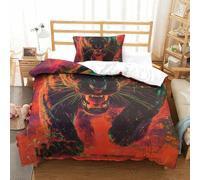 shenfuyu Black Panther Copripiumino Set Biancheria Da Letto Stampata 3D Set Biancheria Da Letto 3 Pezzi Set Copripiumino in Microfibra Morbido, Resistente, Traspirante Single(135x200 cm)