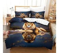 shenfuyu Lion Copripiumino Set Biancheria Da Letto Stampata 3D Set Biancheria Da Letto 3 Pezzi Set Copripiumino in Microfibra Morbido, Resistente, Traspirante Double(200x200 cm)