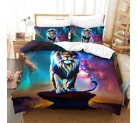 shenfuyu Lion Set Copripiumino Con 3D, Per Camera Da Letto, Quattro Stagioni,set Di Biancheria Da Letto Per Con Federe Per Cuscino Morbido, Resistente, Traspirante Double(200x200 cm)