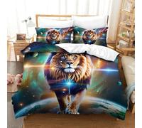 shenfuyu Lion Set Di Biancheria Da Letto Di 3D Stampa,Microfibra Set Copripiumino E Federe Per Adulto Bambini Morbido, Resistente, Traspirante Double(200x200 cm)