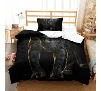 shenfuyu Stampa 3D Black Panther Set Di Biancheria Da Letto 3 Pezzi Copripiumino Con Cerniera E Federe Per Ragazzi E Ragazze,coppie,camera Da Letto,decorazione Single(135x200 cm)