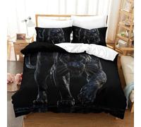 shenfuyu Stampa 3D Black Panther Set Di Biancheria Da Letto 3 Pezzi Copripiumino Con Cerniera E Federe Per Ragazzi E Ragazze,coppie,camera Da Letto,decorazione Double(200x200 cm)