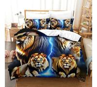 shenfuyu Stampa 3D Lion Set Di Biancheria Da Letto 3 Pezzi Copripiumino E Federa Coordinata Per Ragazzi E Ragazze,coppie,camera Da Letto,decorazione Double(200x200 cm)