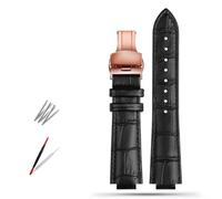 SHENGANG Cinturino for Orologio, for Series Cinturino dedicato Uomo Donna Vera Pelle(Black r-gold1,21x12mm)