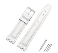 SHENGANG Cinturino in Vera Pelle per Swatch 17mm 19mm - Tinta Unita, da Polso, Rosso - Accessori per Cinture Uomo Donna (Bianco Argento, 17mm)