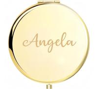 SHENGBEIDZ Specchio Tascabile Personalizzato Con Nome E Ingrandimento 1X/2X, Specchio Da Trucco Compatto Ultra Sottileper I Viaggi, Regalo Di Trucco Portatile Per Mamma, Sorella, Compleanno(Gold)