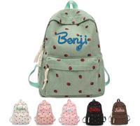 SHENGBEIDZ Zaino Personalizzato In Velluto A Coste Per Bambini E Bambine, Zainetto Scolastico Personalizzato Con Nome Ricamato, Grazioso Zainetto Per Bambini Per La Scuola E I Viaggi(Green)