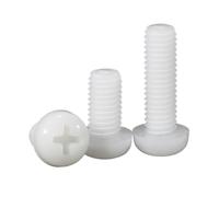 SHENGG 10/20/50 pezzi Vite a testa tonda con testa a croce in nylon bianco nero M2 M2,5 M3 M4 M5 M6 M8 Lunghezza 4-50 mm(WHITE,12MM_M3 (50PCS))