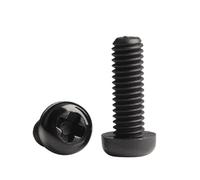 SHENGG 10/20/50 pezzi Vite a testa tonda con testa a croce in nylon bianco nero M2 M2,5 M3 M4 M5 M6 M8 Lunghezza 4-50 mm(Black,12MM_M5 (20PCS))